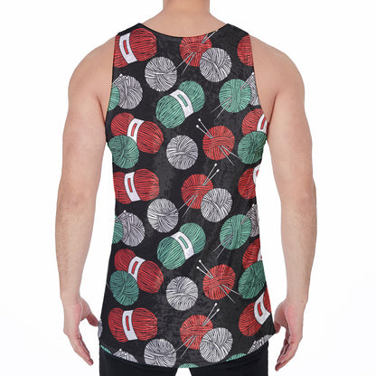 Crochet Yarn Pattern Print Men's Velvet Tank Top