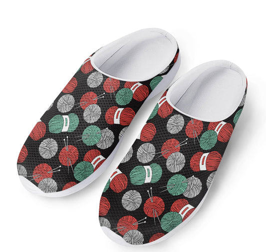Crochet Yarn Pattern Print Mesh Casual Shoes