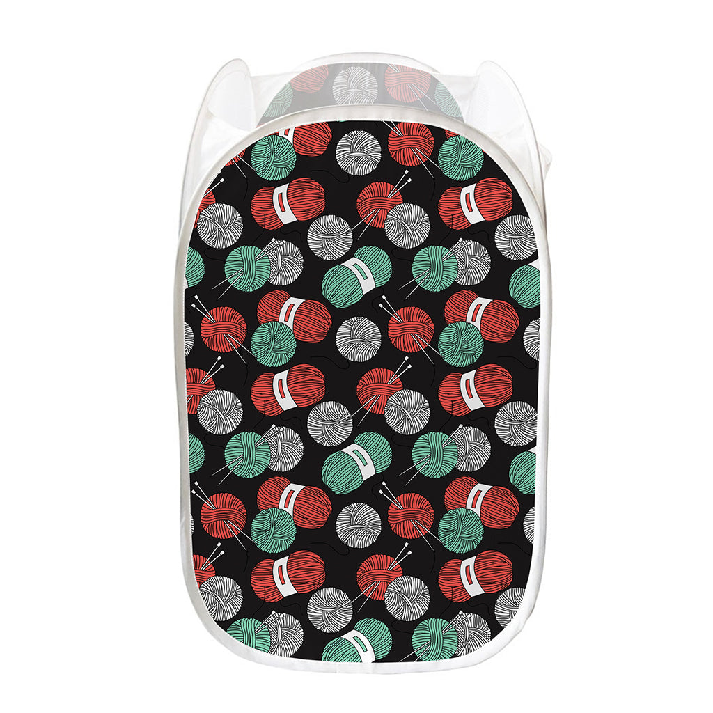 Crochet Yarn Pattern Print Mesh Laundry Hamper