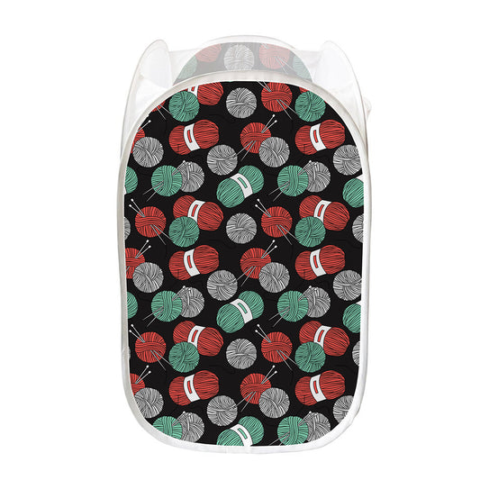 Crochet Yarn Pattern Print Mesh Laundry Hamper