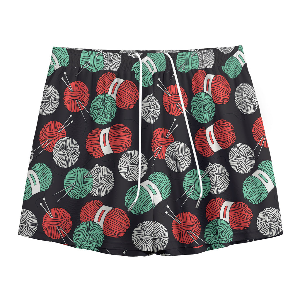 Crochet Yarn Pattern Print Mesh Shorts