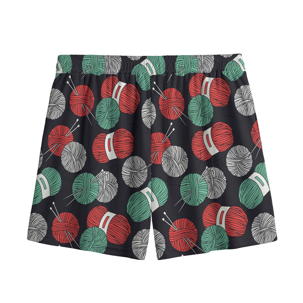 Crochet Yarn Pattern Print Mesh Shorts