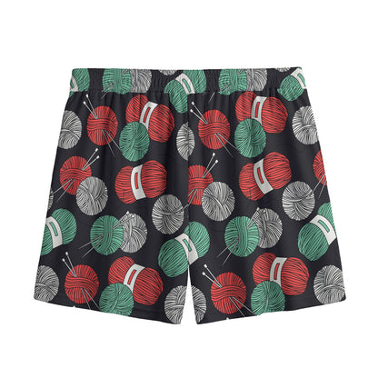 Crochet Yarn Pattern Print Mesh Shorts