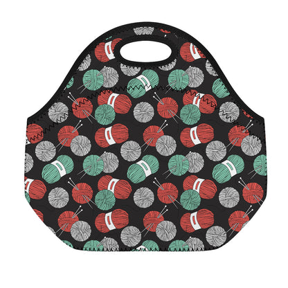 Crochet Yarn Pattern Print Neoprene Lunch Bag