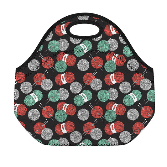Crochet Yarn Pattern Print Neoprene Lunch Bag