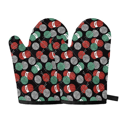 Crochet Yarn Pattern Print Oven Mitts