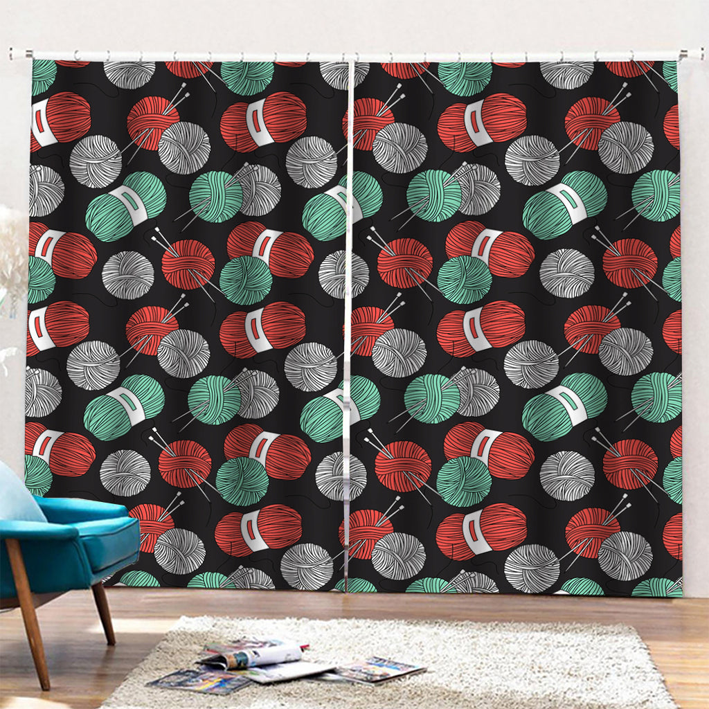 Crochet Yarn Pattern Print Pencil Pleat Curtains