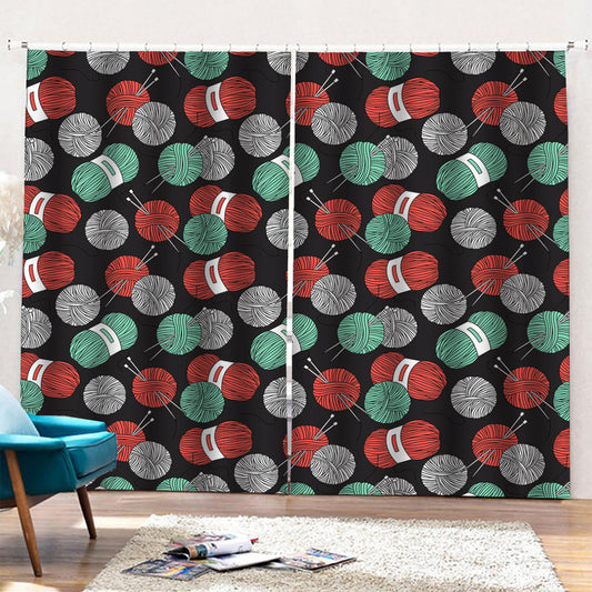 Crochet Yarn Pattern Print Pencil Pleat Curtains