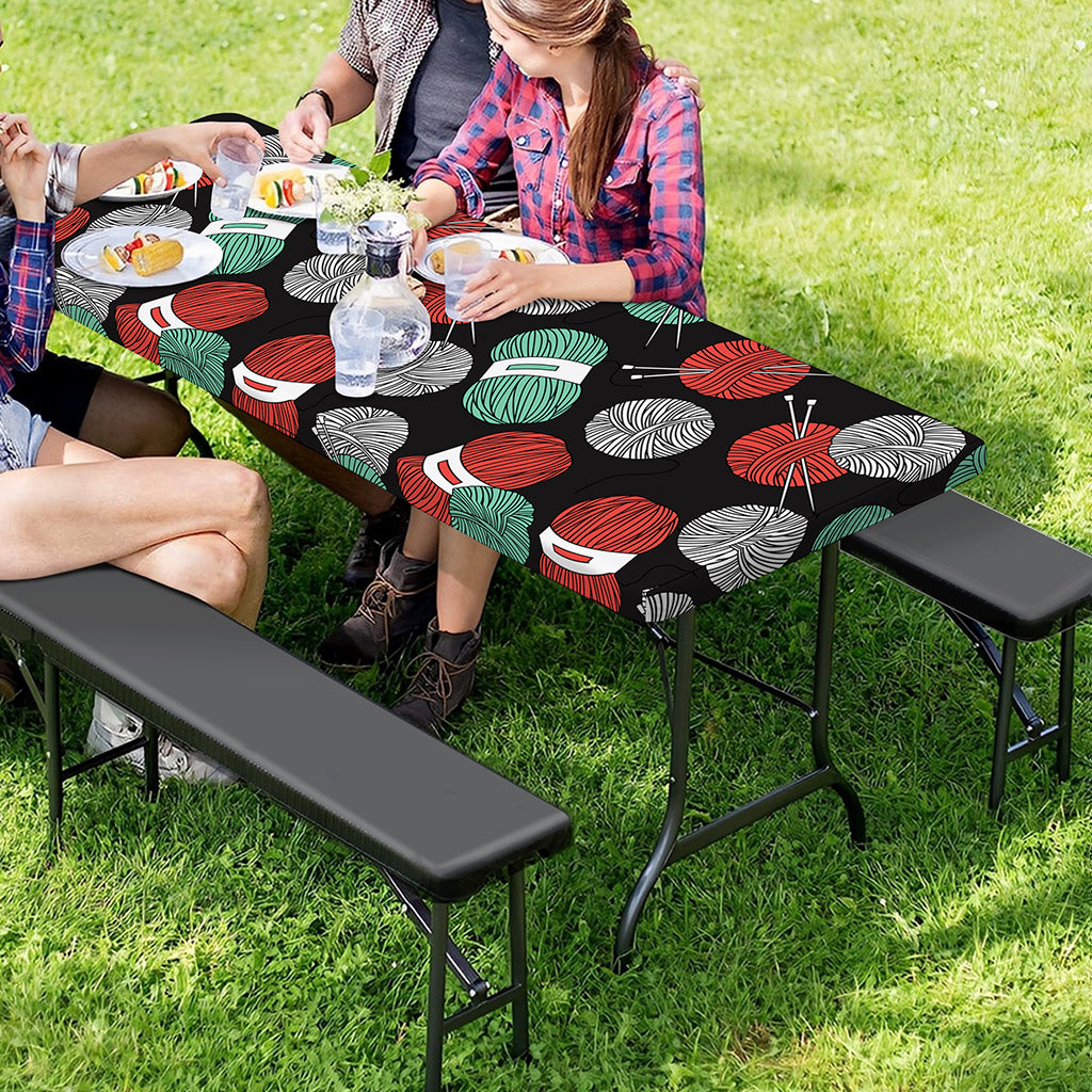 Crochet Yarn Pattern Print Picnic Table Cover