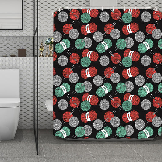 Crochet Yarn Pattern Print Polyester Shower Curtain