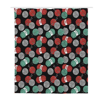 Crochet Yarn Pattern Print Polyester Shower Curtain