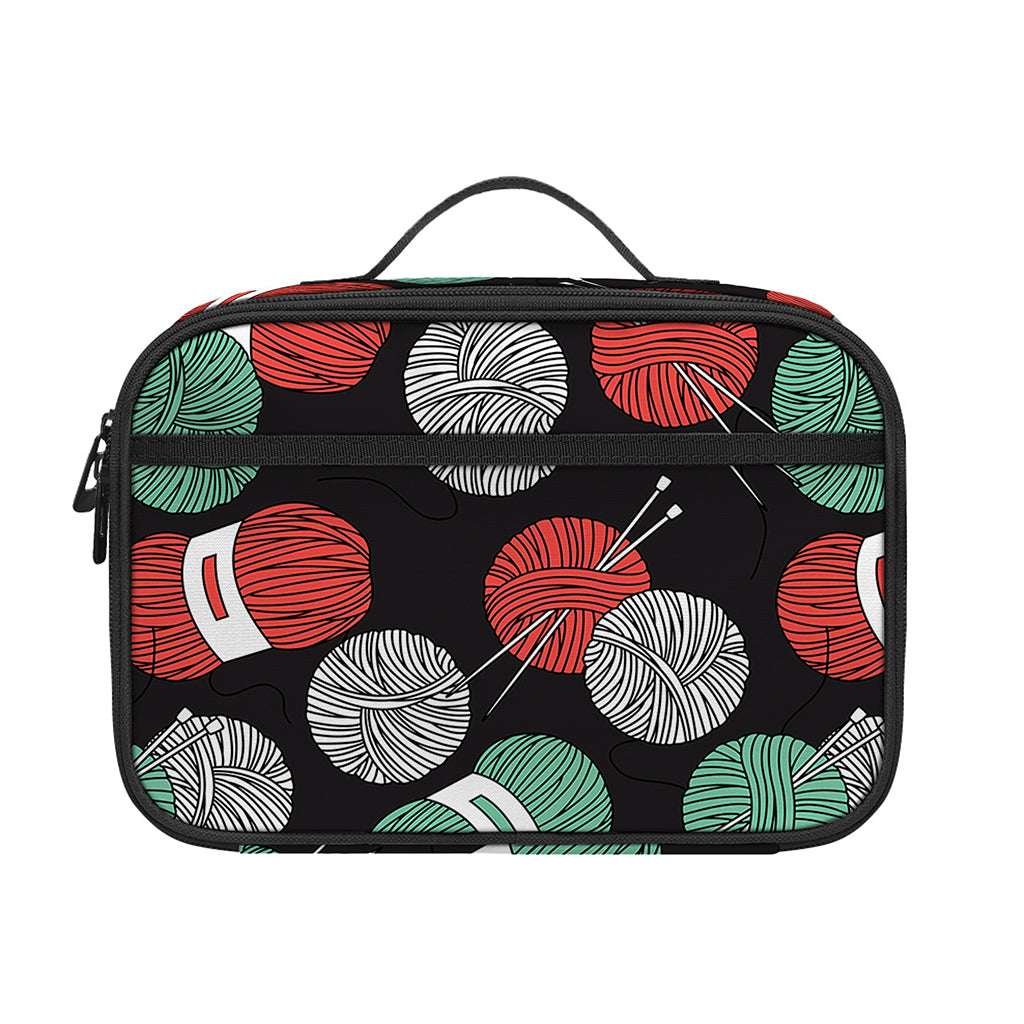 Crochet Yarn Pattern Print Portable Lunch Bag