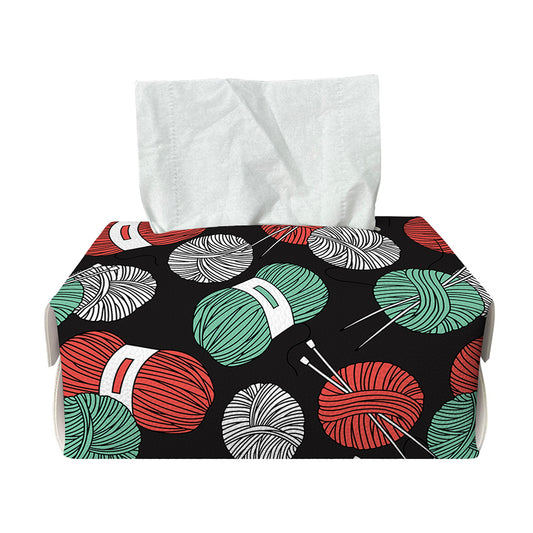 Crochet Yarn Pattern Print Rectangle Tissue Box Cover