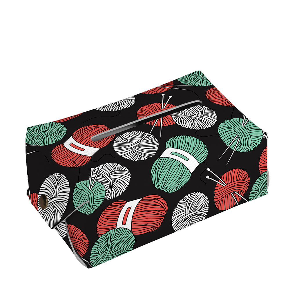 Crochet Yarn Pattern Print Rectangle Tissue Box Cover
