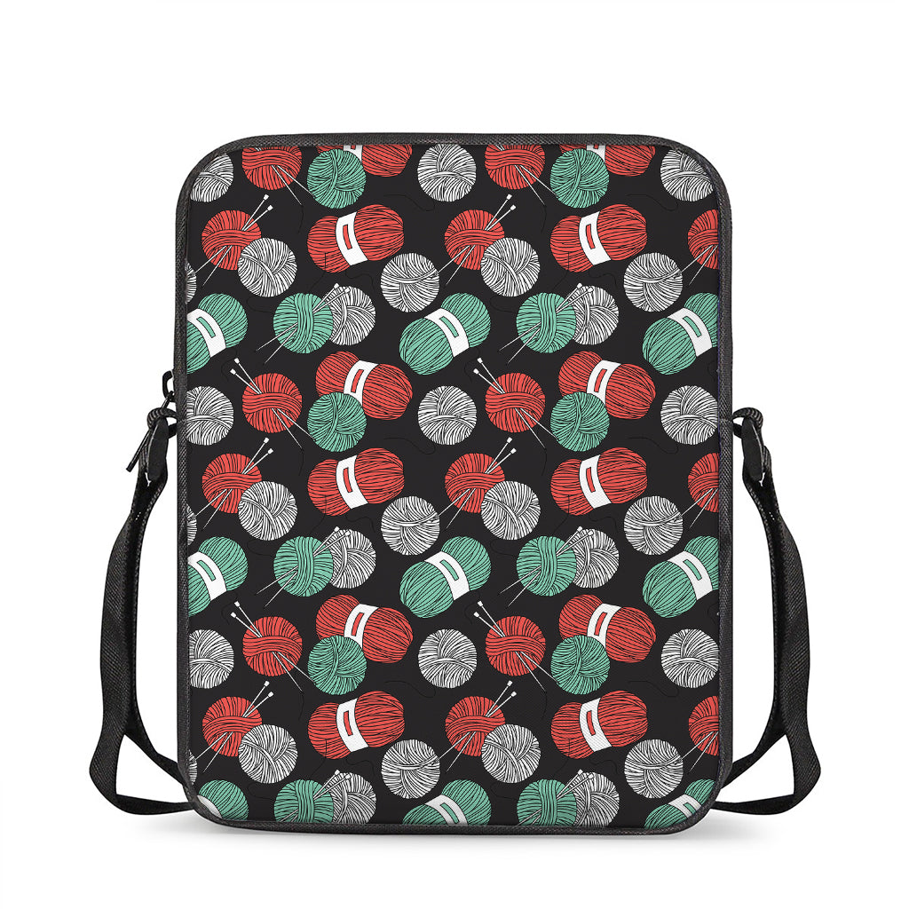Crochet Yarn Pattern Print Rectangular Crossbody Bag