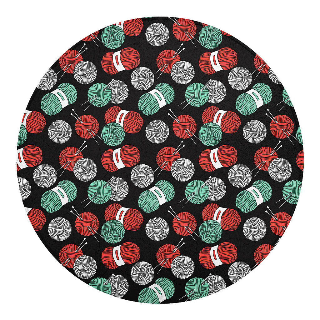 Crochet Yarn Pattern Print Round Blanket