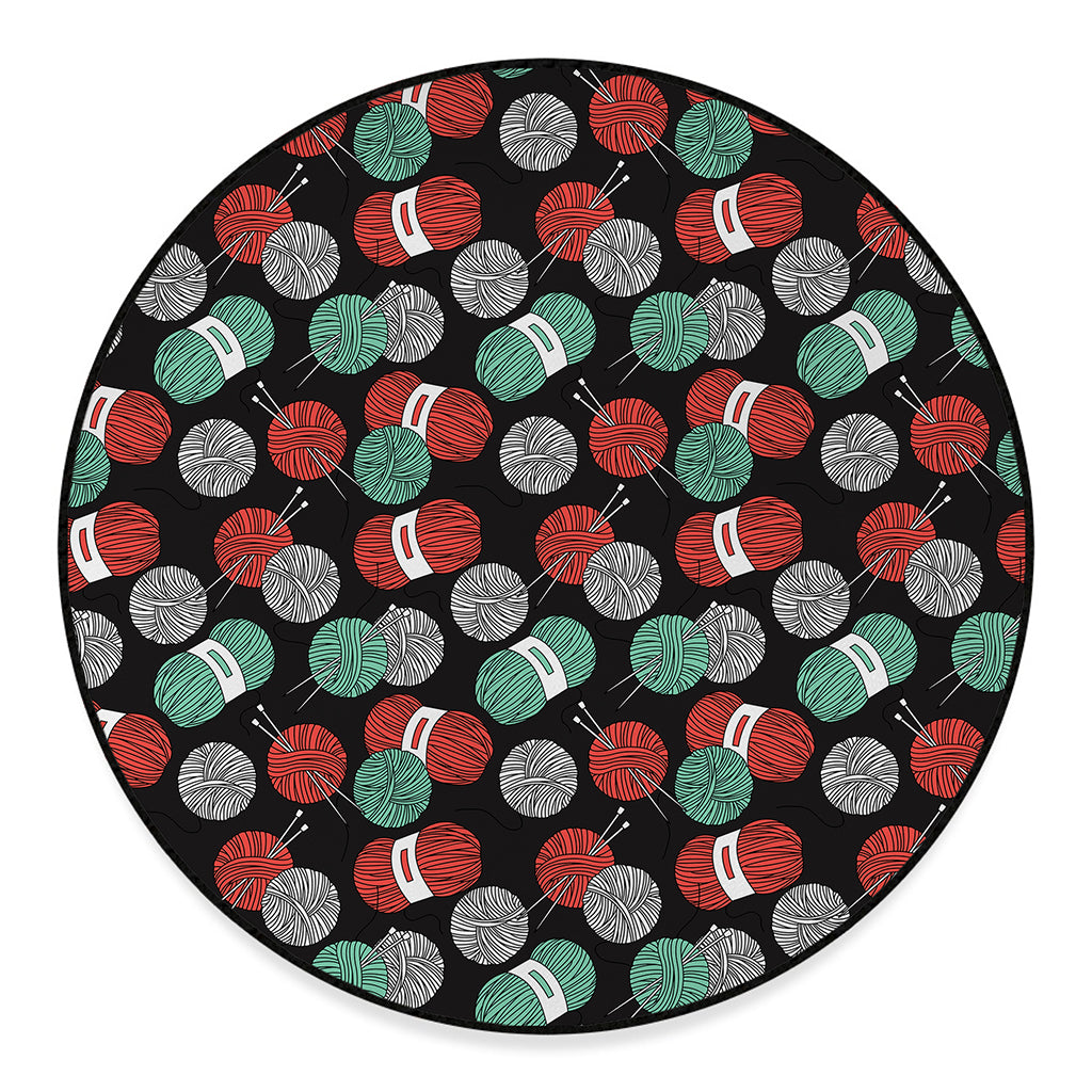 Crochet Yarn Pattern Print Round Floor Mat