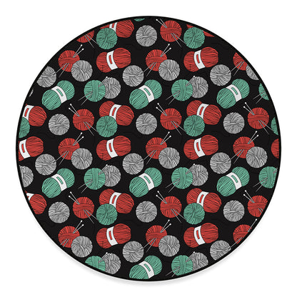 Crochet Yarn Pattern Print Round Floor Mat