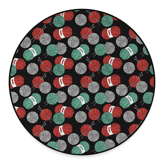 Crochet Yarn Pattern Print Round Floor Mat