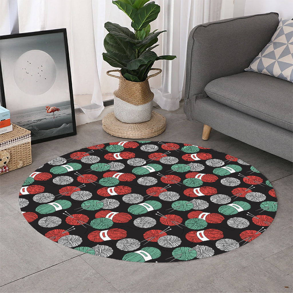 Crochet Yarn Pattern Print Round Rug