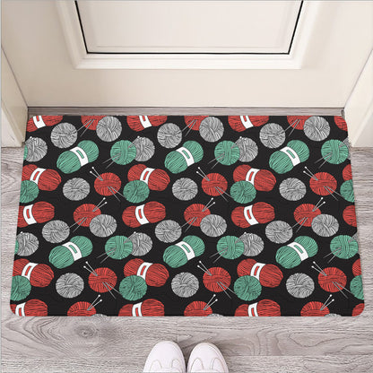 Crochet Yarn Pattern Print Rubber Doormat
