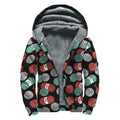Crochet Yarn Pattern Print Sherpa Lined Zip Up Hoodie