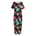 Crochet Yarn Pattern Print Short Sleeve Long Nightdress