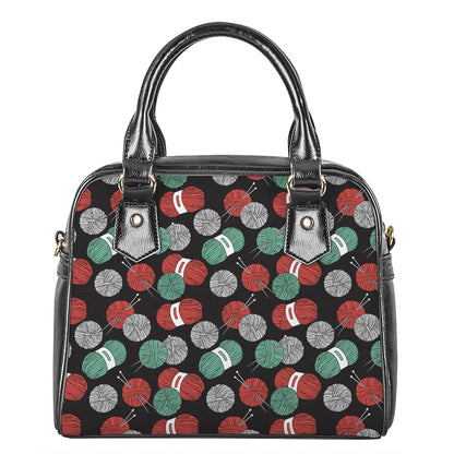 Crochet Yarn Pattern Print Shoulder Handbag
