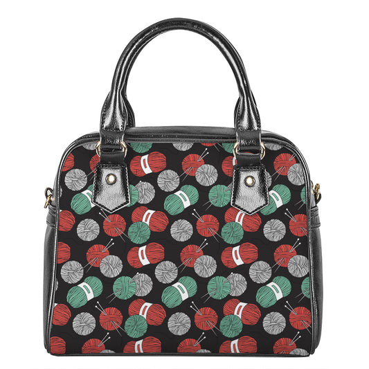 Crochet Yarn Pattern Print Shoulder Handbag