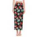 Crochet Yarn Pattern Print Side Slit Maxi Skirt