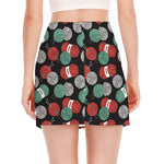 Crochet Yarn Pattern Print Side Slit Mini Skirt