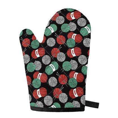 Crochet Yarn Pattern Print Single Oven Mitt