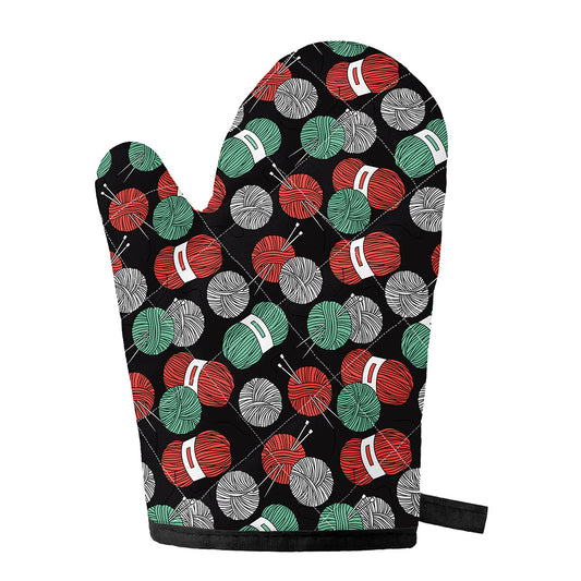 Crochet Yarn Pattern Print Single Oven Mitt