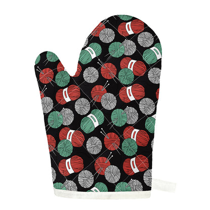 Crochet Yarn Pattern Print Single Oven Mitt