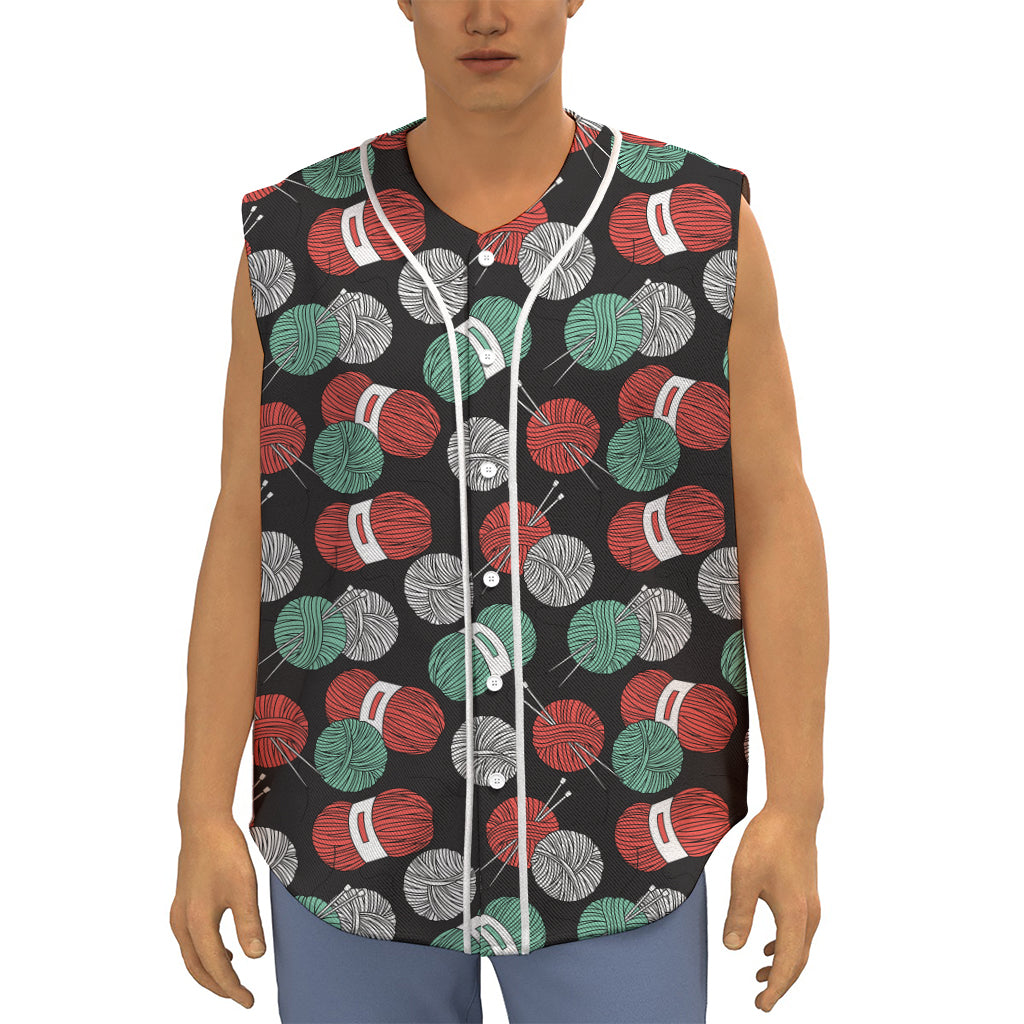Crochet Yarn Pattern Print Sleeveless Baseball Jersey
