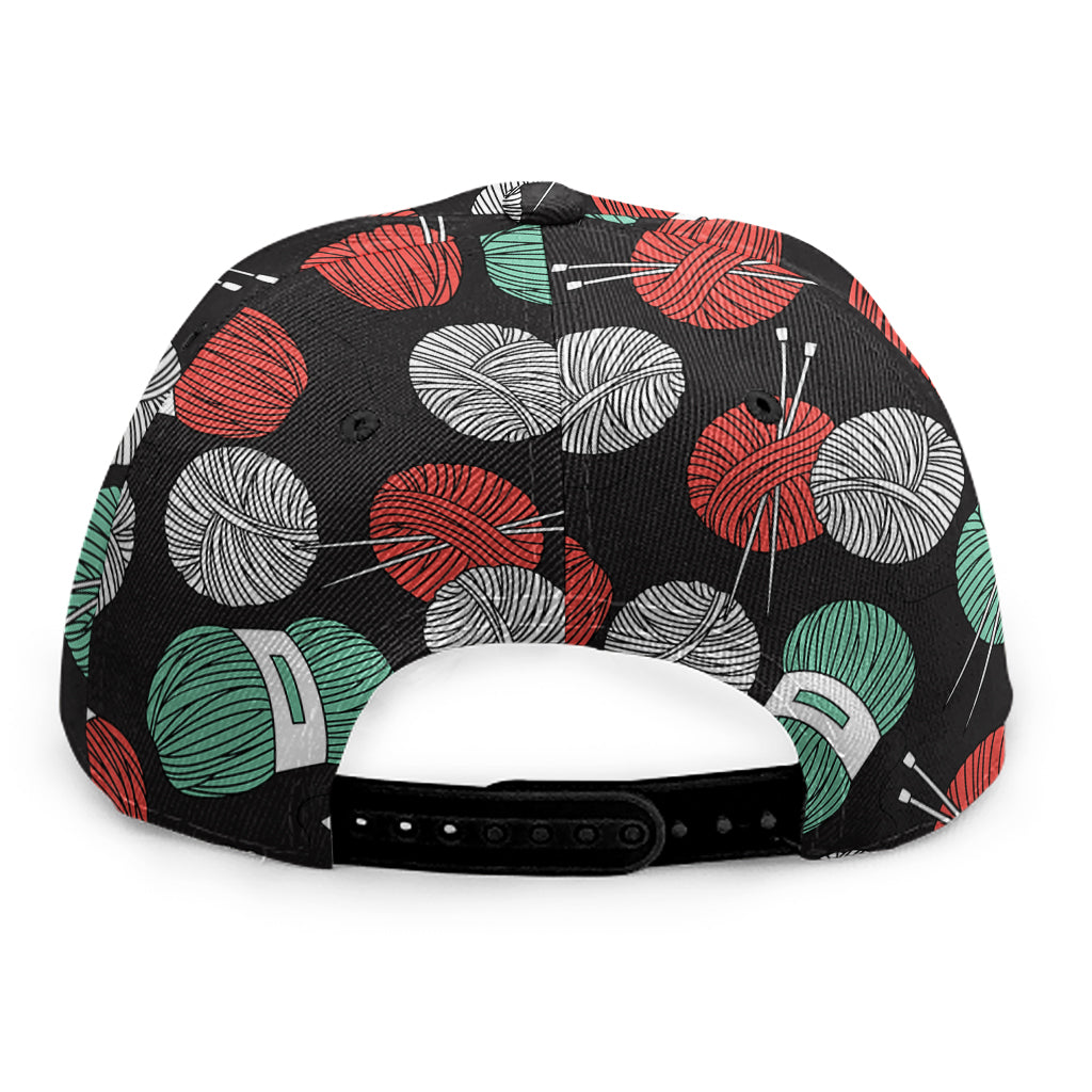 Crochet Yarn Pattern Print Snapback Cap