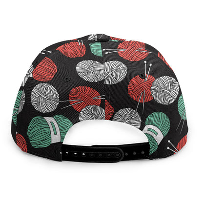 Crochet Yarn Pattern Print Snapback Cap