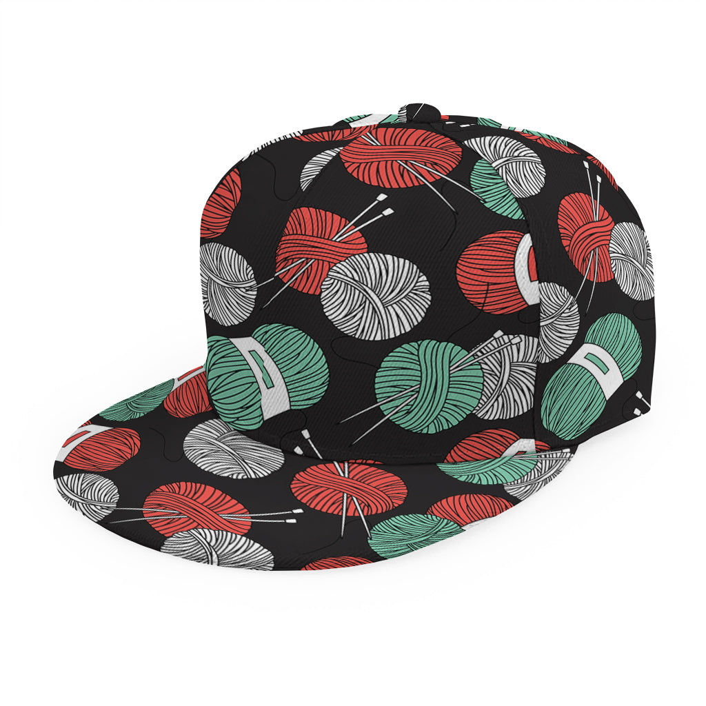 Crochet Yarn Pattern Print Snapback Cap