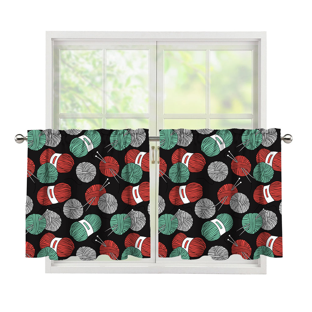 Crochet Yarn Pattern Print Tier Curtains