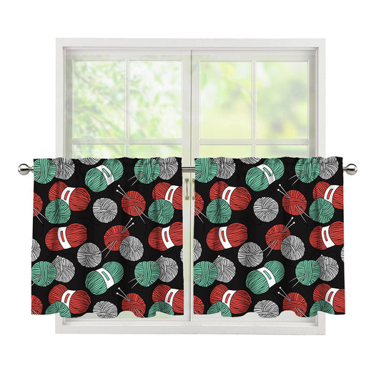 Crochet Yarn Pattern Print Tier Curtains