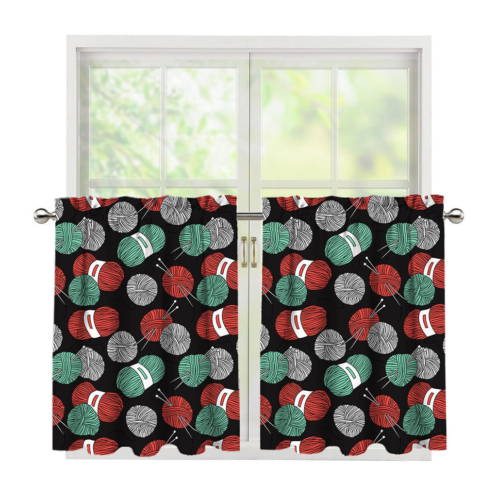 Crochet Yarn Pattern Print Tier Curtains
