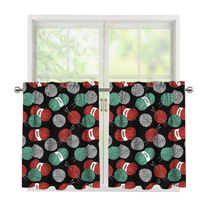 Crochet Yarn Pattern Print Tier Curtains