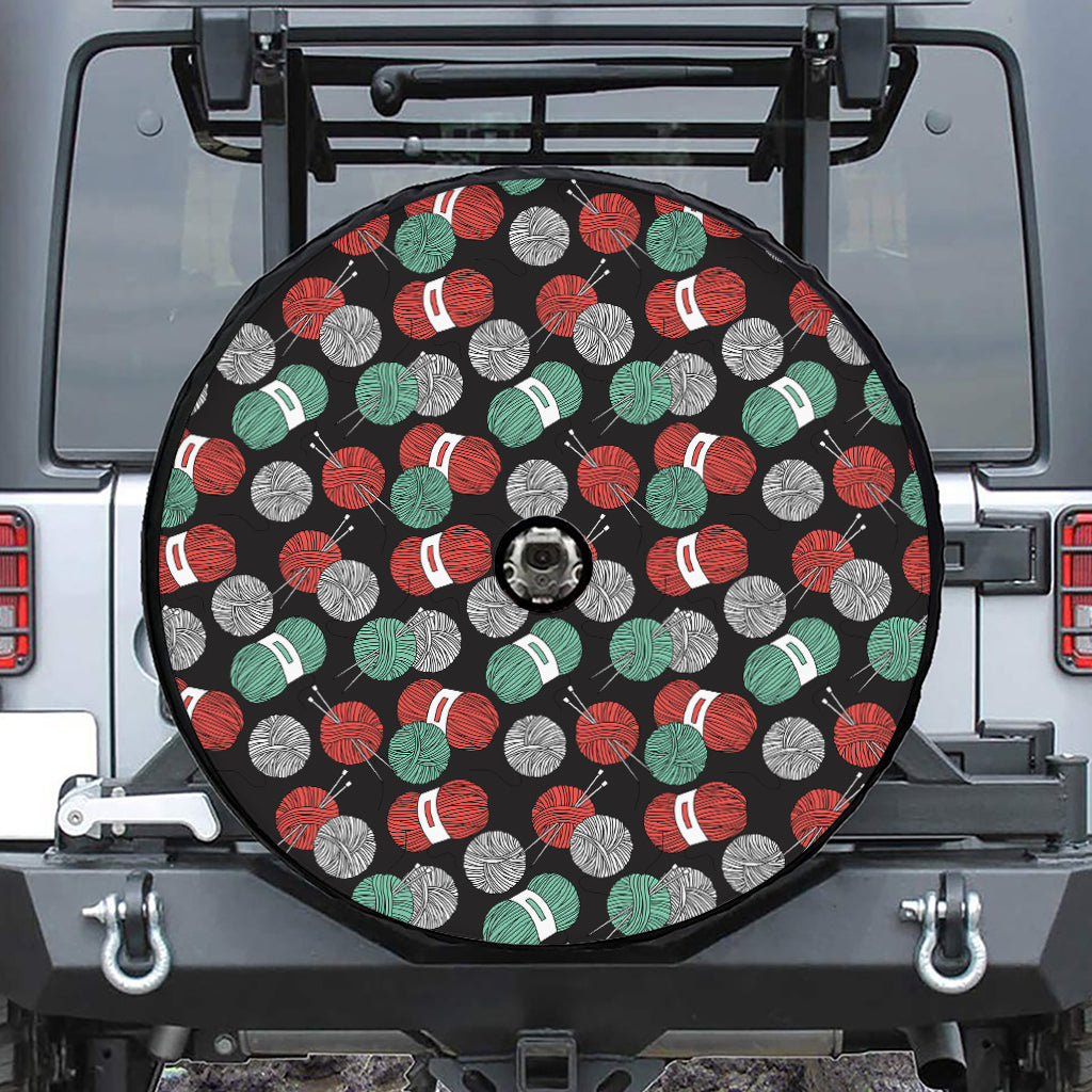 Crochet Yarn Pattern Print Tire Cover With Camera Hole