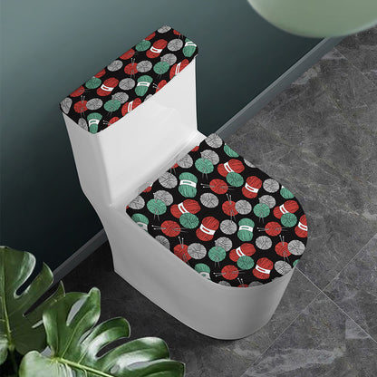 Crochet Yarn Pattern Print Toilet Lid And Tank Cover Set