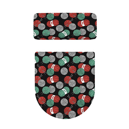 Crochet Yarn Pattern Print Toilet Lid And Tank Cover Set