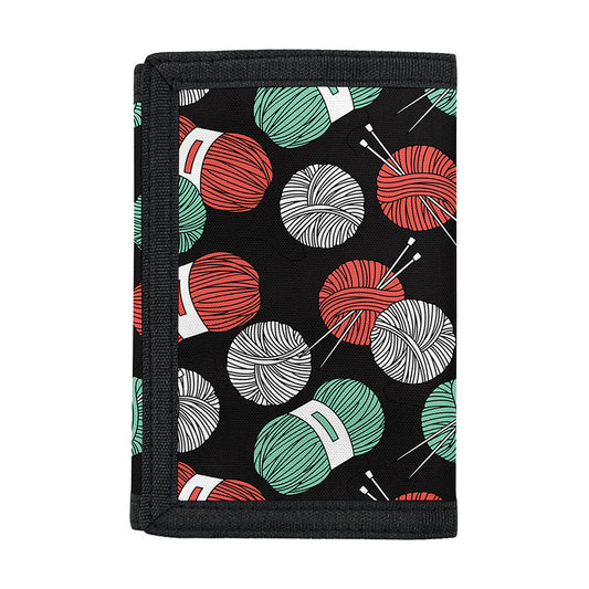 Crochet Yarn Pattern Print Trifold Wallet