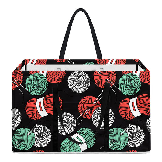 Crochet Yarn Pattern Print Utility Tote Bag