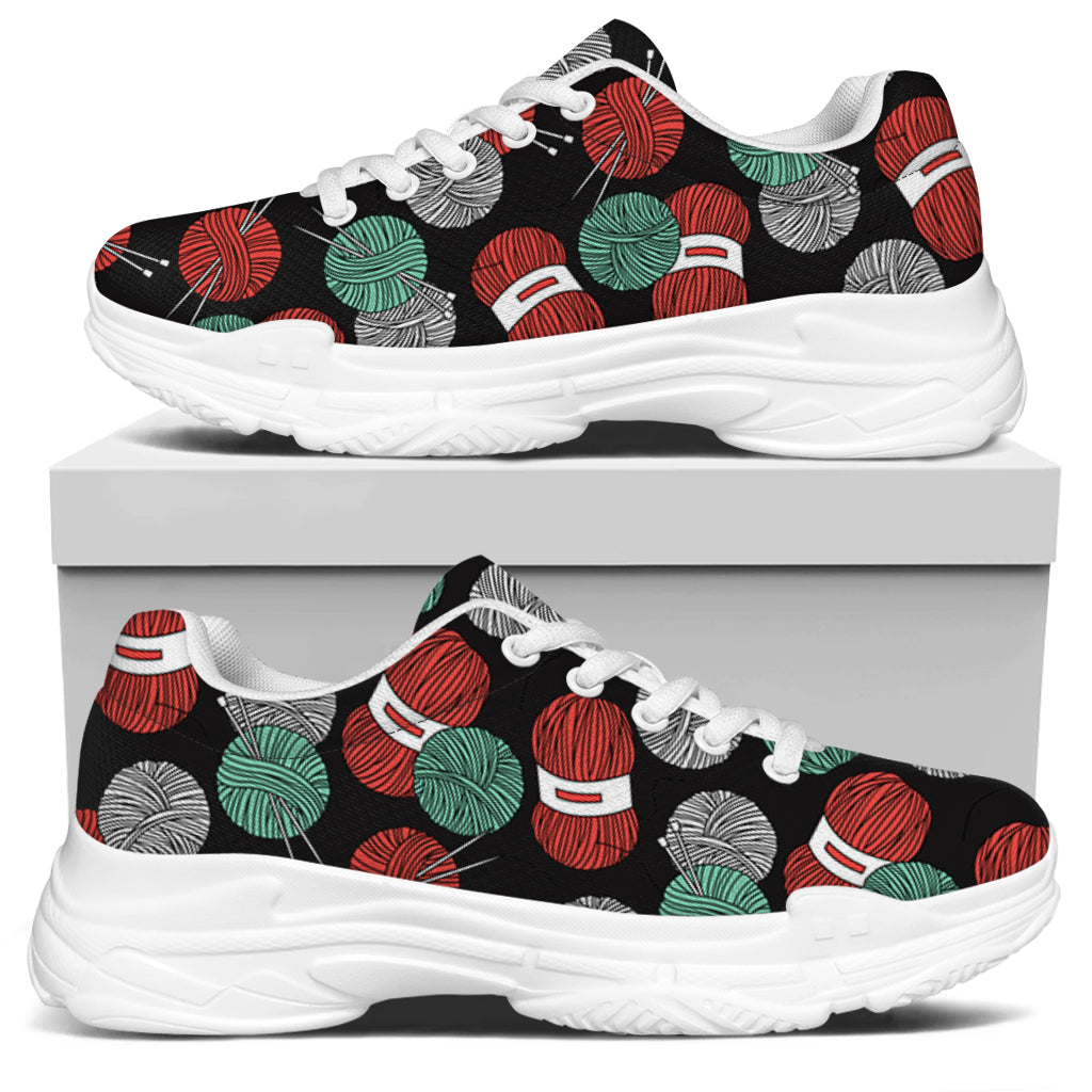 Crochet Yarn Pattern Print White Chunky Shoes