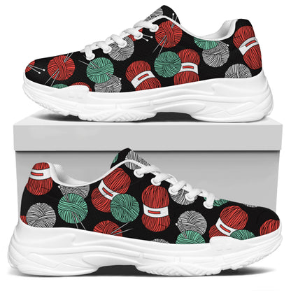 Crochet Yarn Pattern Print White Chunky Shoes