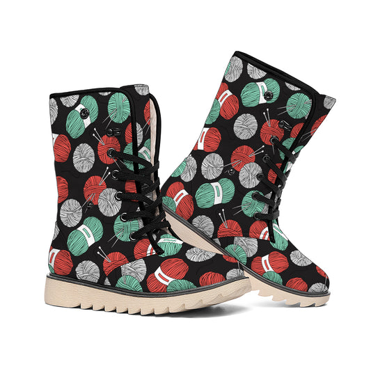 Crochet Yarn Pattern Print Winter Boots